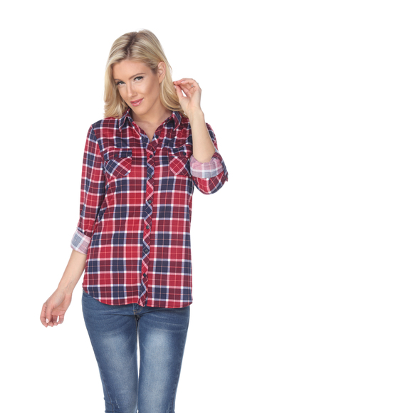 Oakley' Stretchy Plaid Top - Picture 1 of 4